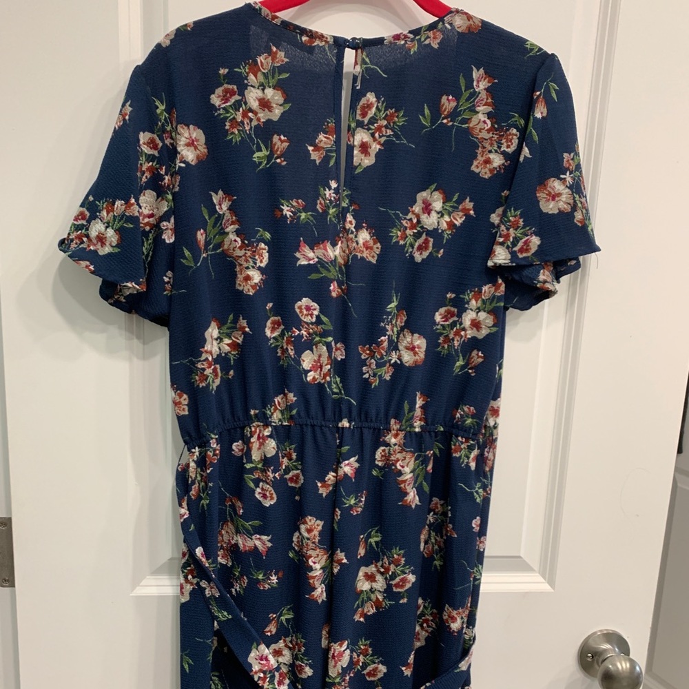 Dark blue floral romper